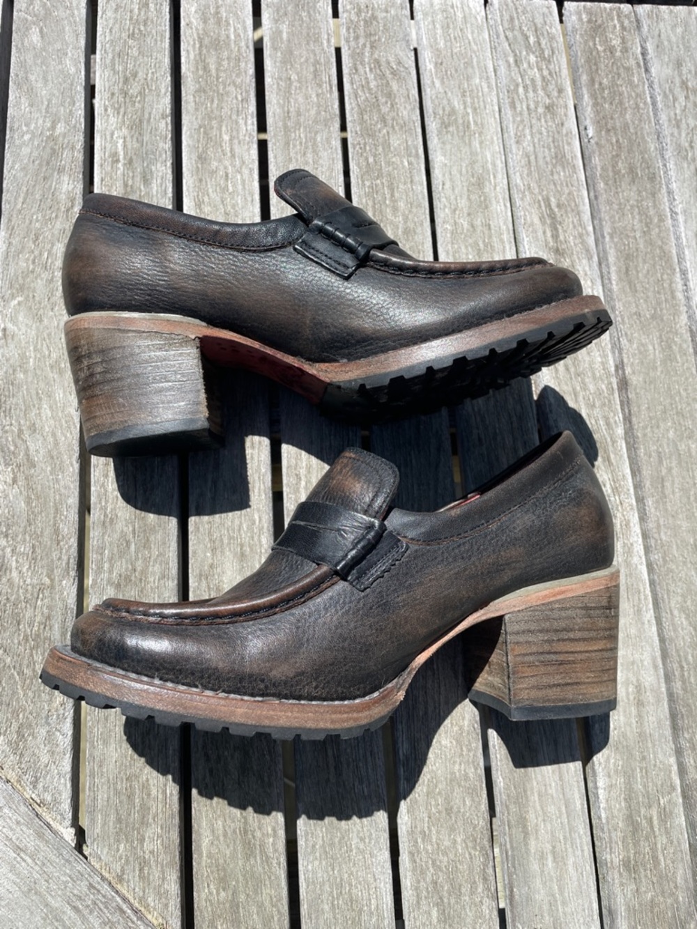 Freebird by Steven Sz 8 Bristol Brown Leather Block-Heel Loafers - Picture 8 of 12